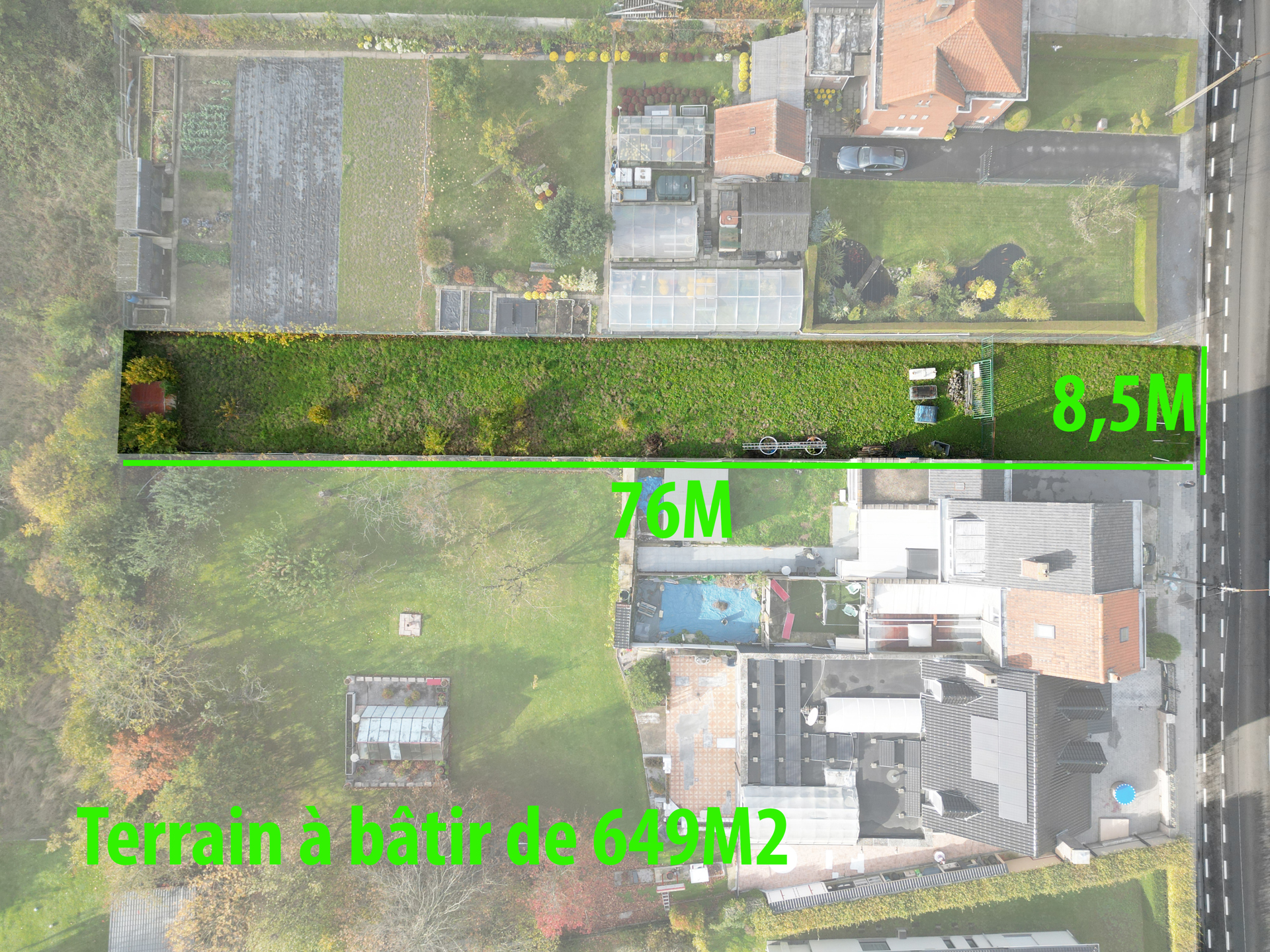 Terrain de 649m2 pour une construction 3 façades orienté SUD-EST