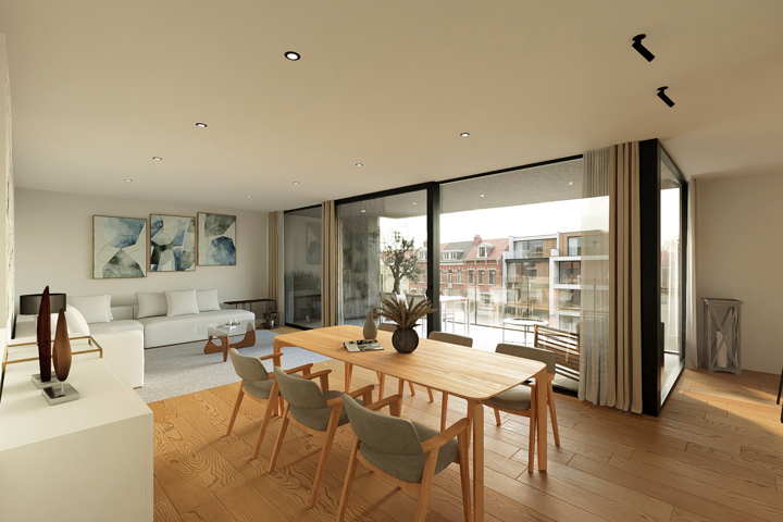 Appartement 2 chambres avec terrasse sur la place de Rekkem