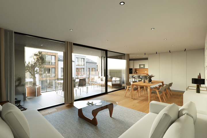 Appartement 2 chambres avec terrasse sur la place de Rekkem