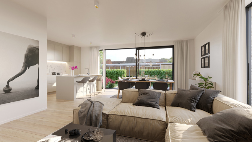 Luxueus doorzonappartement met eigen tuin