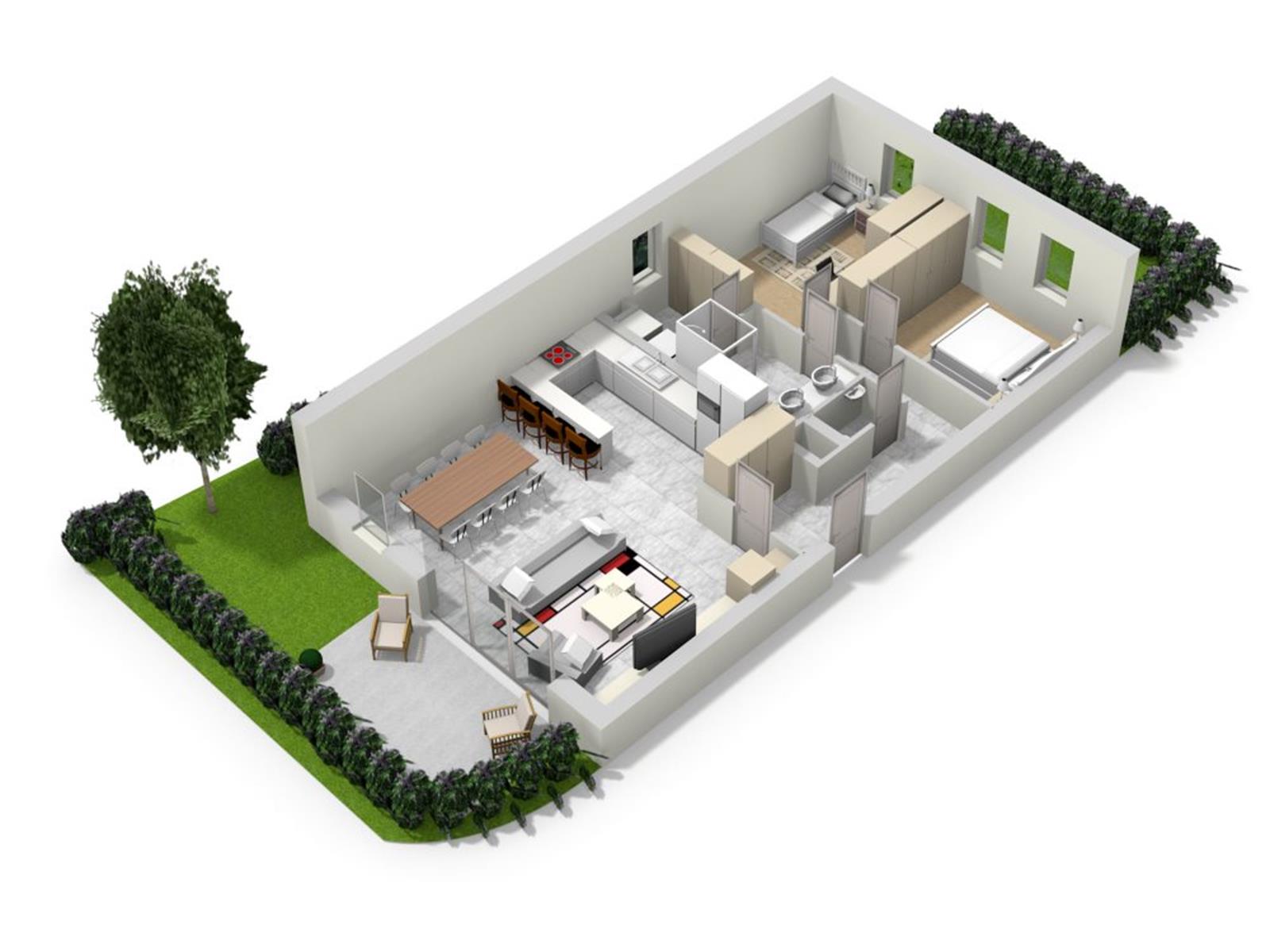 Appartement 2 ch avec terrasse, jardin et 2 emplacements de parking ! 