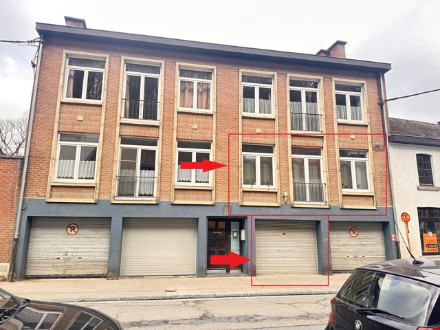 Appart avec garage, 2ch, balcon, cour commune & remise