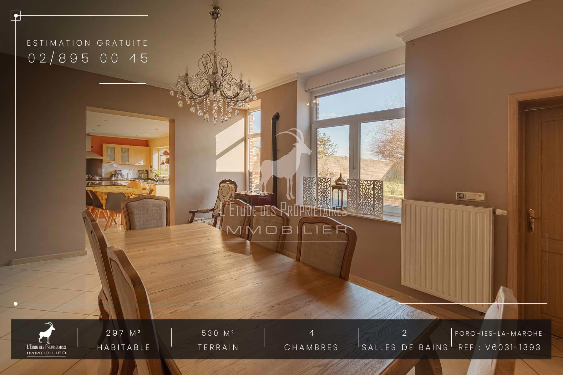 Huis te koop in Forchies-la-Marche (6141) — 249 999 € — 4 slpk. — 297 m²  | L'Étude des Propriétaires