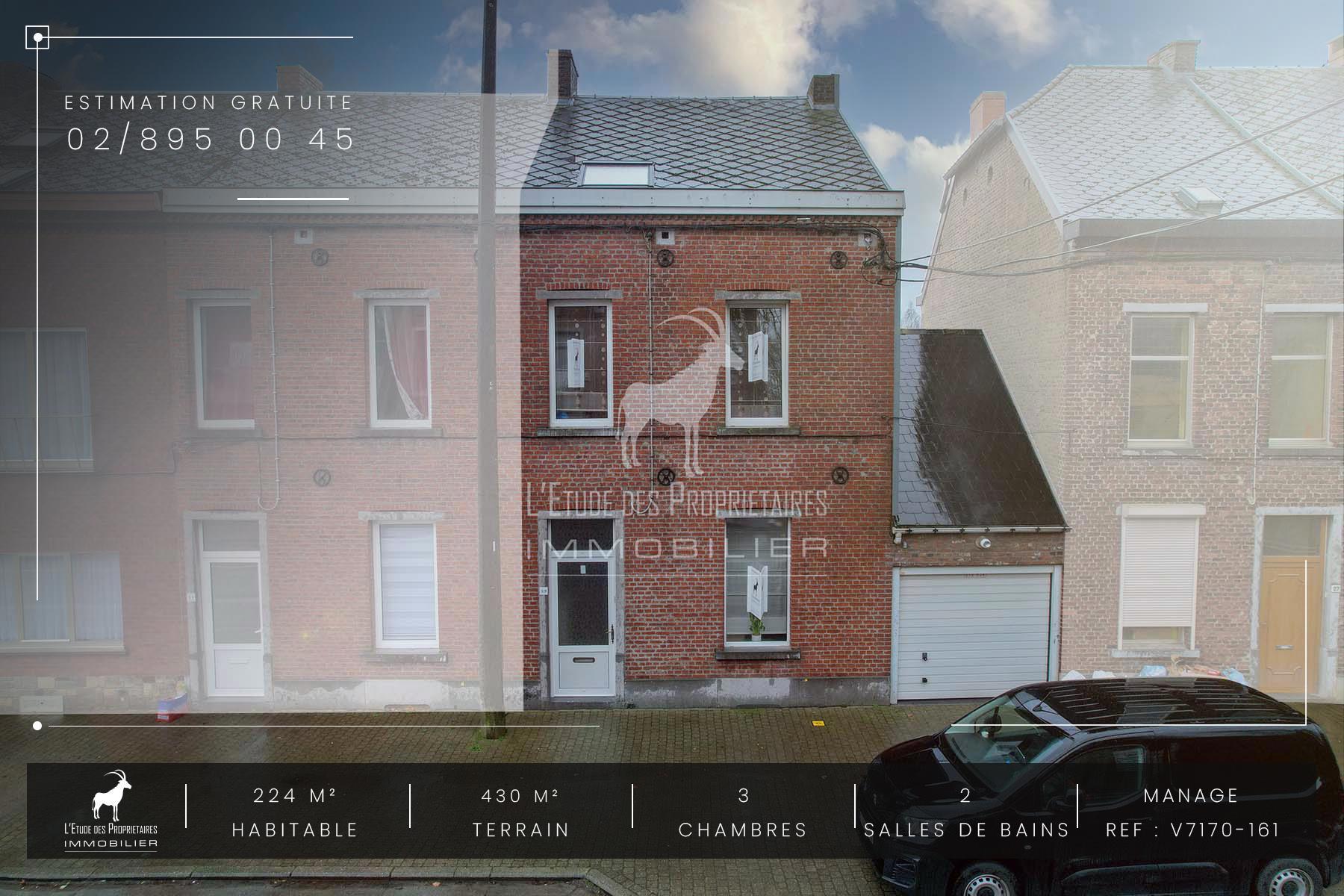 Huis te koop in Manage (7170) — 249 999 € — 3 slpk. — 224 m²  | L'Étude des Propriétaires