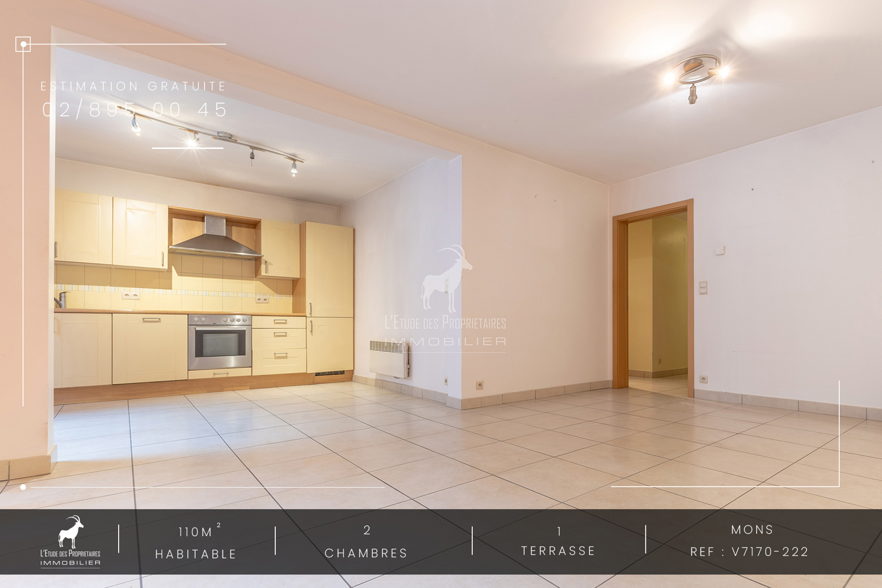 Appartement à vendre à Mons (7000) — 149 000 € — 2 ch. — 110 m²  | L'Étude des Propriétaires