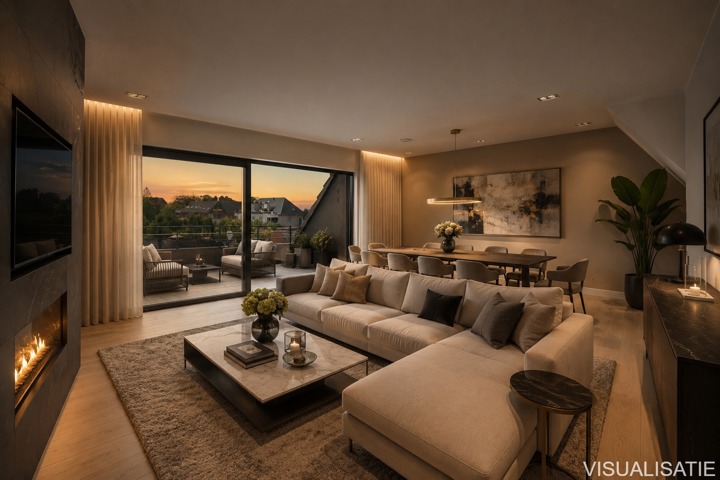 De Tram A3.2 - Penthouse van 139,50m² met 2 slaapkamers en terras met zicht op de Vrijheid.